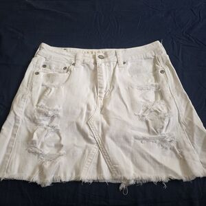American Eagle Outfitters White Distressed Mini Skirt